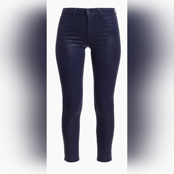 L'AGENCE Margot High-Rise Ankle Skinny Navy Coated Jeans sz 27